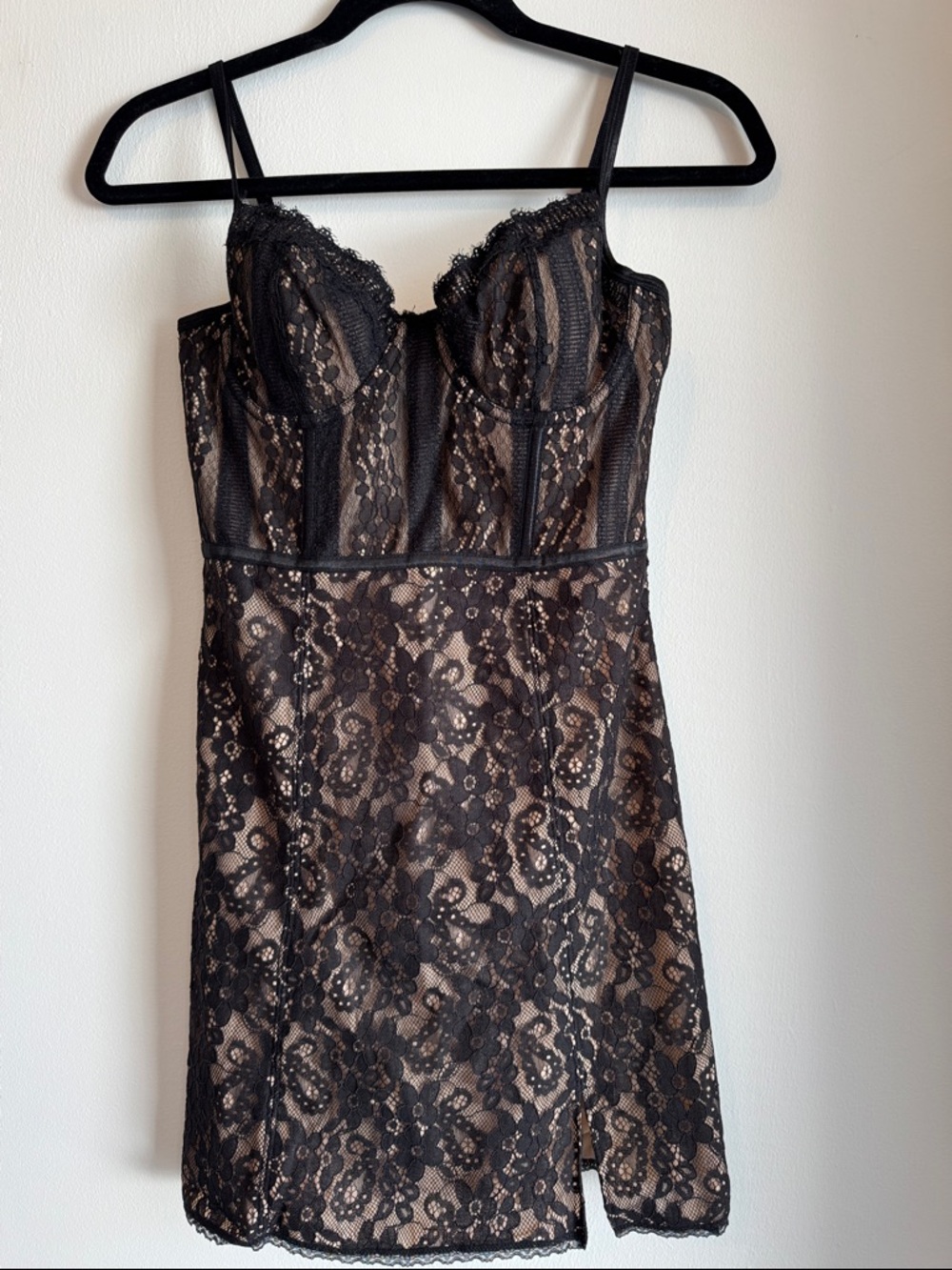 Urban Outfitters Black Lace Chemise with Nude Lining